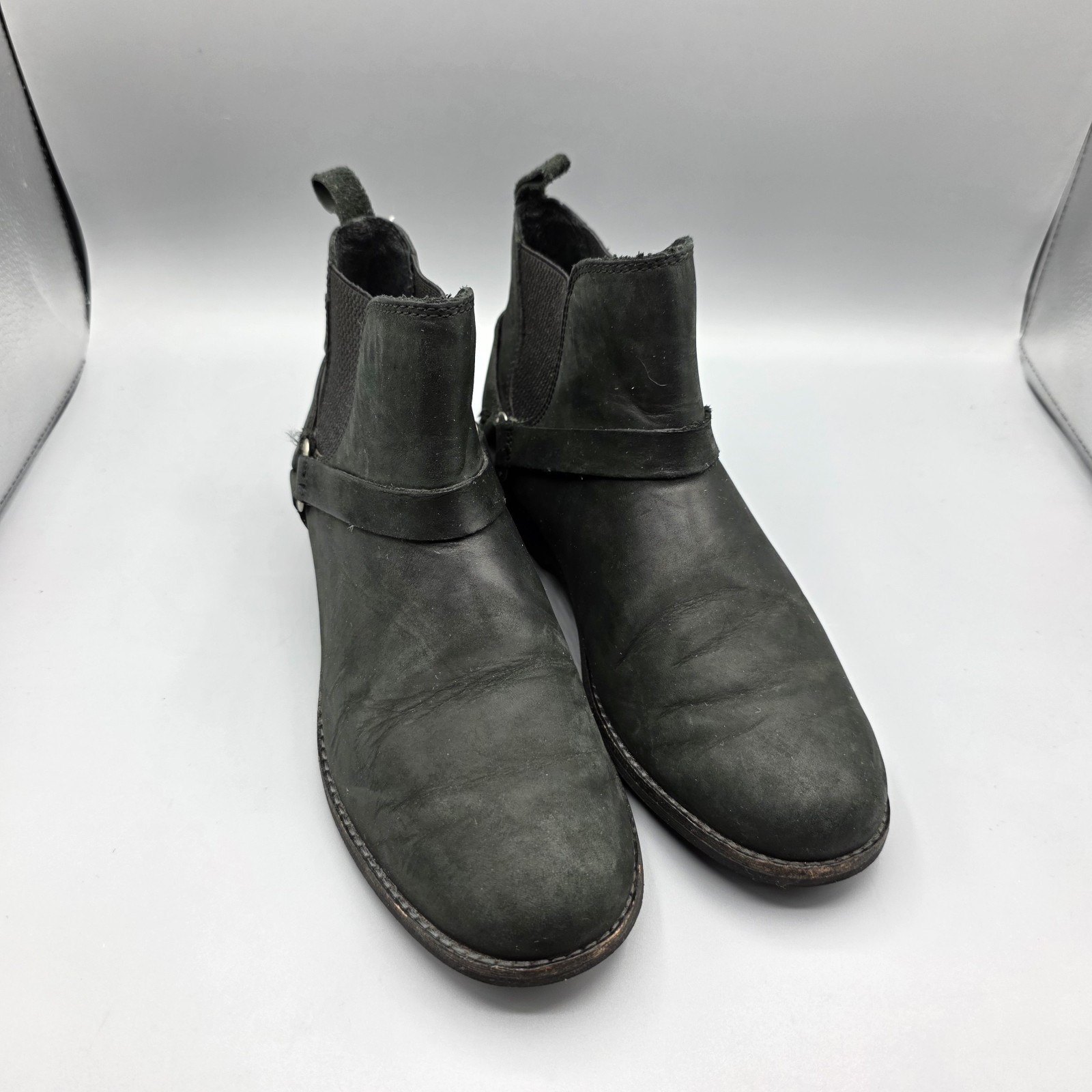 Teva De La Vina Dos Chelsea Boots Womens 7 Black Leather Harness Biker Ankle